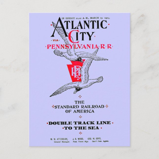 Pennsylvania Railroad Atlantic City Service 1904 Postcard (Front)