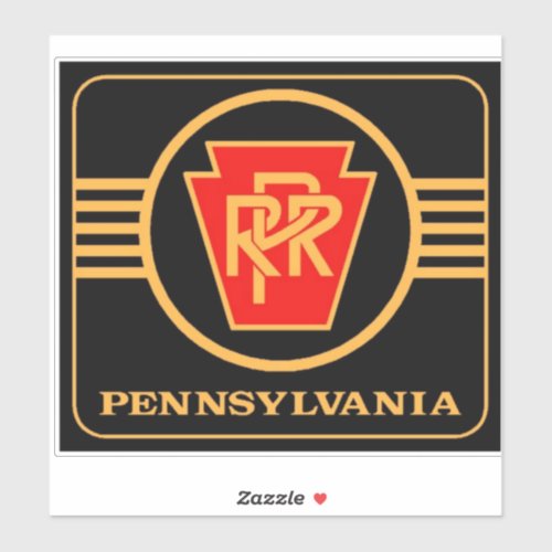 Pennsylvania Railroad Black and  Gold large Square Sticker