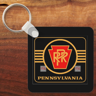 Pennsylvania railroad black and gold logo keychain