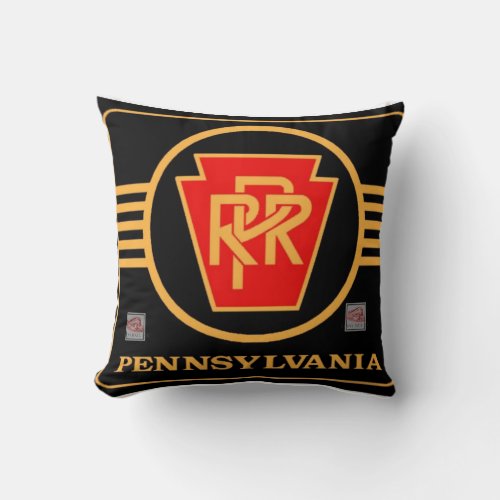 Pennsylvania railroad black and gold logo  throw pillow