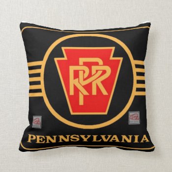 Pennsylvania Railroad Black And Gold Logo  Throw Pillow by stanrail at Zazzle