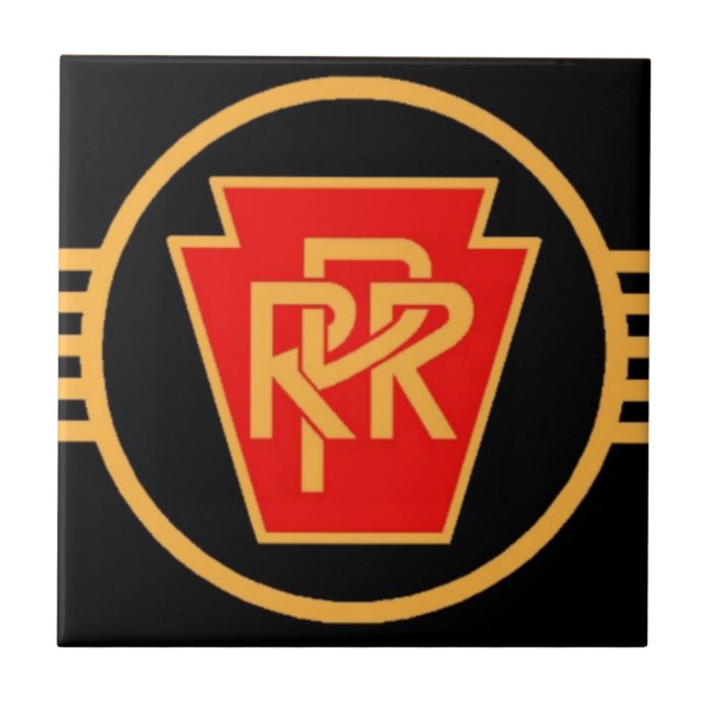 Pennsylvania Railroad Black and  Gold    Stone Coa Ceramic Tile (Front)