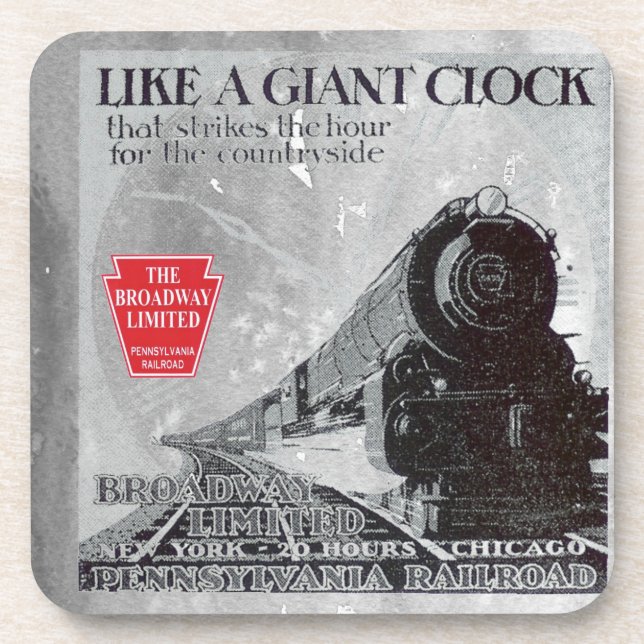 Pennsylvania Railroad Broadway Limited 1928   Beverage Coaster (Front)