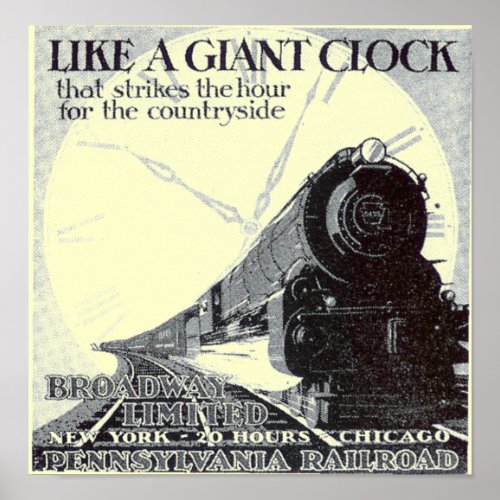Pennsylvania Railroad Broadway Limited 1929 Poster