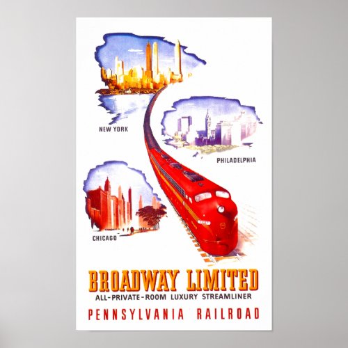 Pennsylvania Railroad Broadway Limited Streamliner Poster