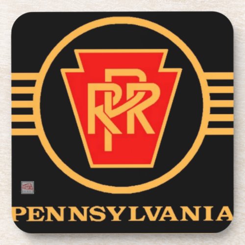 Pennsylvania Railroad Logo Black and Gold Beverag Beverage Coaster