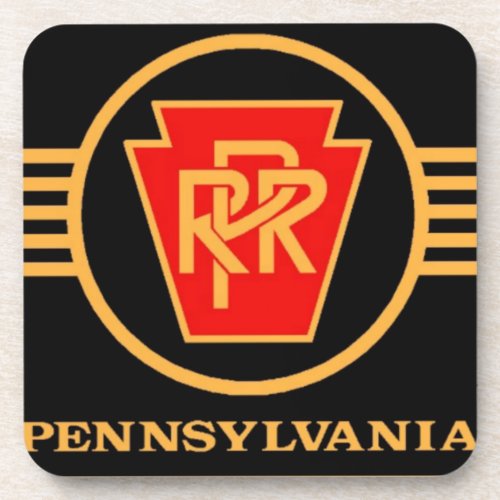 Pennsylvania Railroad Logo Black and Gold Beverage Coaster