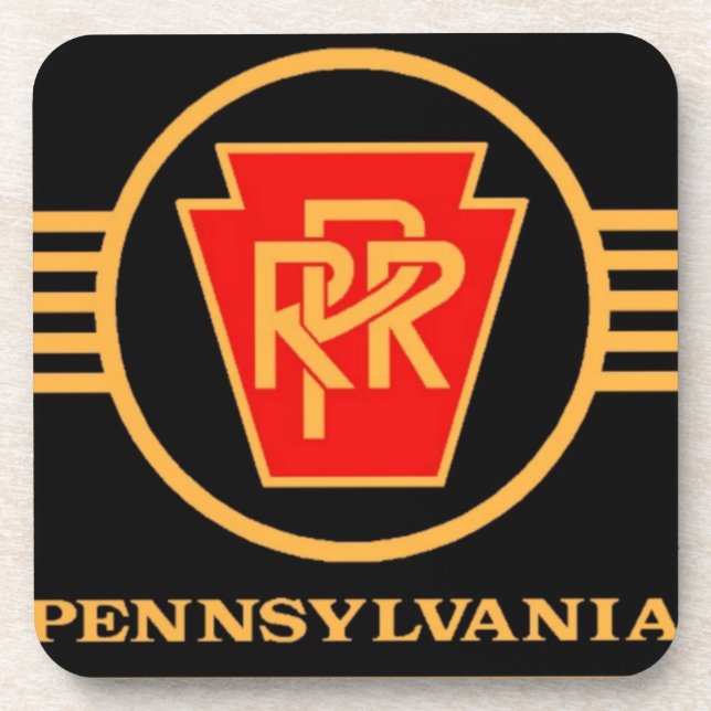 Pennsylvania Railroad Logo, Black and Gold Beverage Coaster (Front)