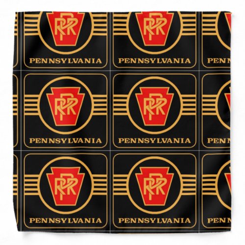 Pennsylvania Railroad Logo Black  Gold Bandana