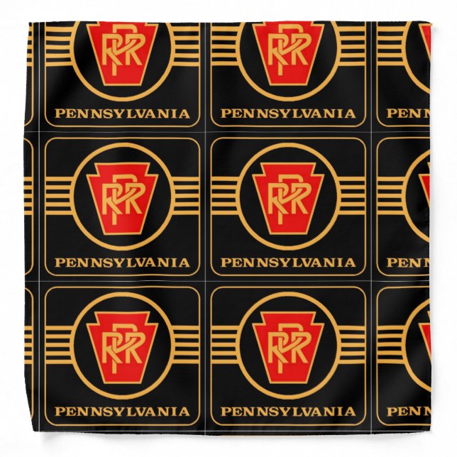 Pennsylvania Railroad Logo, Black & Gold Bandana (Front)