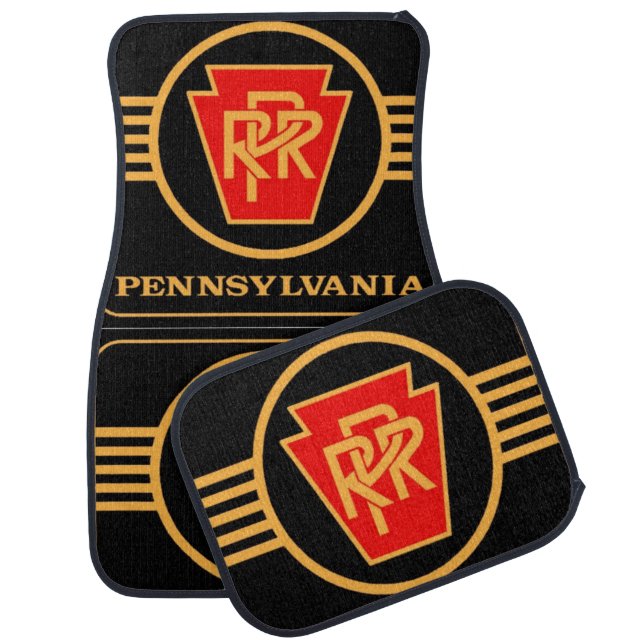 Pennsylvania Railroad Logo, Black & Gold Car Mats (Set)