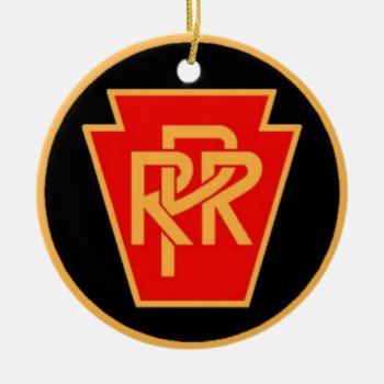 Pennsylvania Railroad Logo  Black & Gold Ceramic Ornament by stanrail at Zazzle