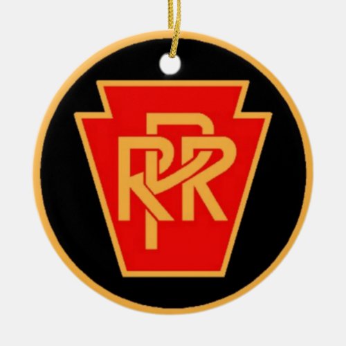 Pennsylvania Railroad Logo Black  Gold Ceramic Ornament