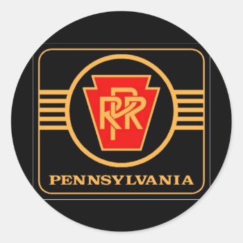 Pennsylvania Railroad Logo  Black & Gold Classic Round Sticker by stanrail at Zazzle