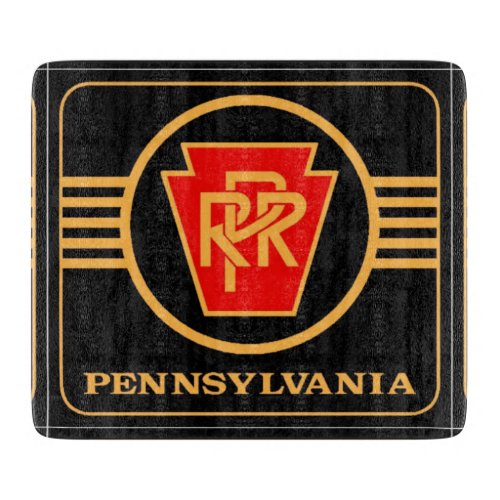 Pennsylvania Railroad Logo Black  Gold Cutting Board