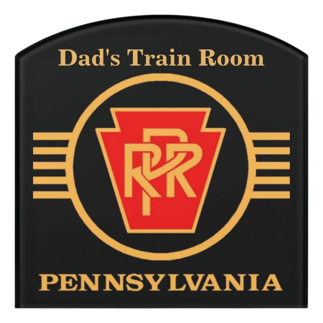 Pennsylvania Railroad Logo, Black & Gold Door Sign (Contour Front)
