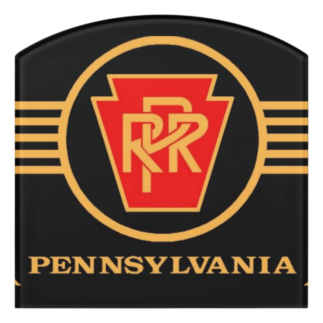Pennsylvania Railroad Logo, Black & Gold    Door Sign (Contour Front)