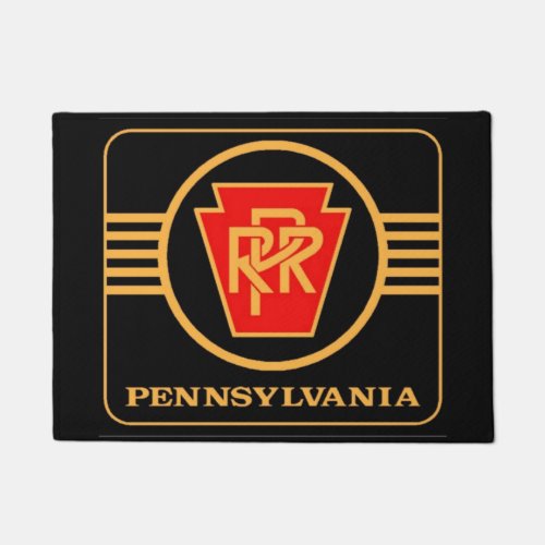 Pennsylvania Railroad Logo Black  Gold Doormat