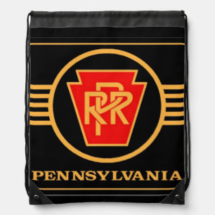 Pennsylvania Railroad Logo, Black & Gold Drawstring Bag