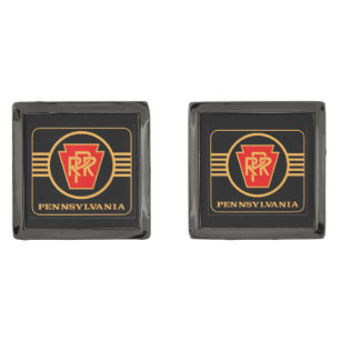 Pennsylvania Railroad Logo, Black & Gold Gunmetal Finish Cufflinks