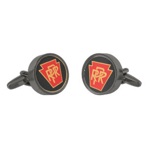 Pennsylvania Railroad Logo, Black & Gold Gunmetal Finish Cufflinks