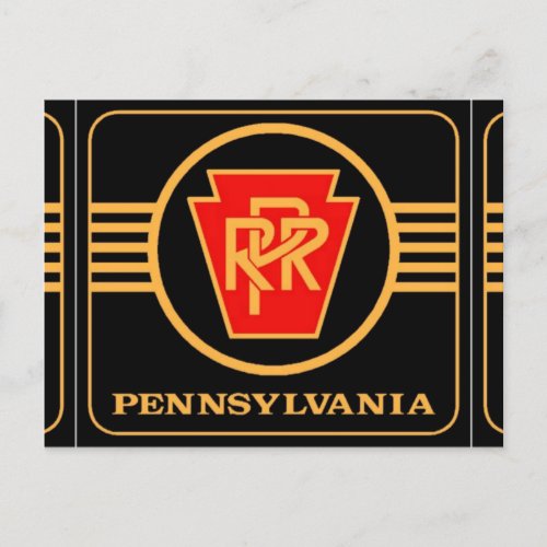 Pennsylvania Railroad Logo Black  Gold Holiday Postcard