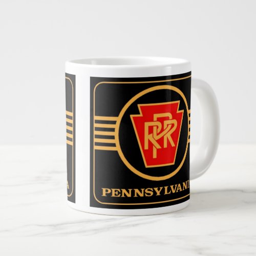 Pennsylvania Railroad Logo Black  Gold Jumbo Mug