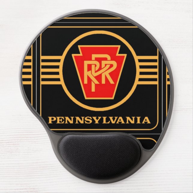 Pennsylvania Railroad Logo, Black & Gold Mousepad. Gel Mouse Pad (Front)