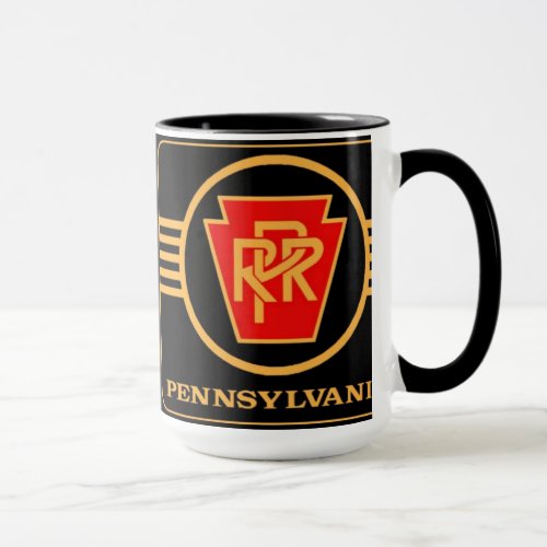 Pennsylvania Railroad Logo Black  Gold Mug