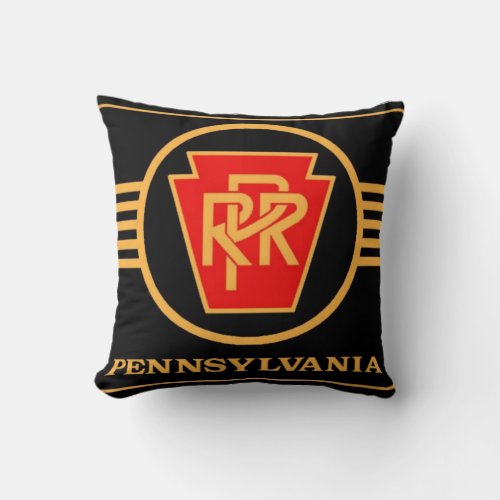 Pennsylvania Railroad Logo Black  Gold Pillows
