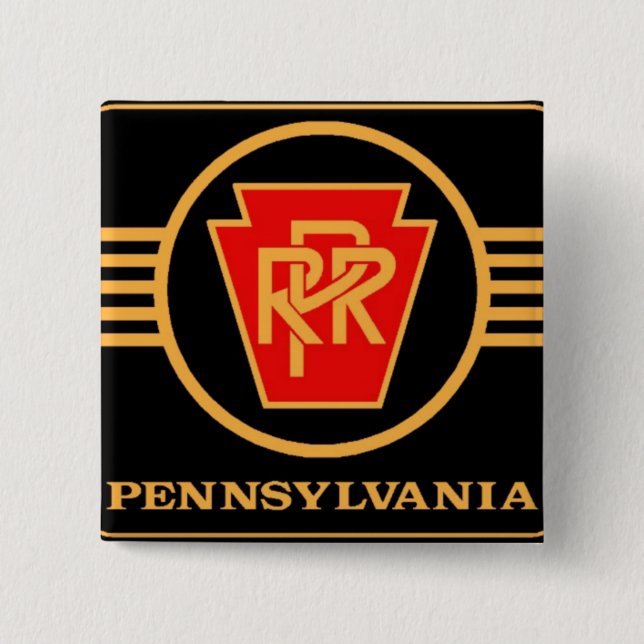 Pennsylvania Railroad Logo, Black & Gold Pinback Button (Front)