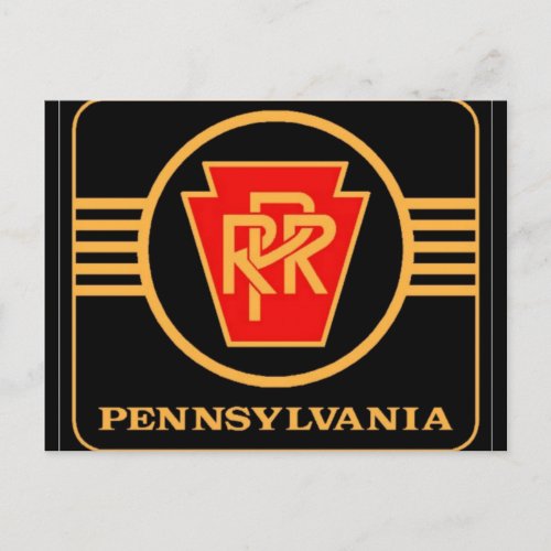Pennsylvania Railroad Logo Black  Gold Post Card