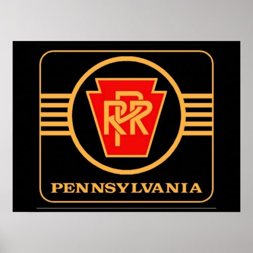 Pennsylvania Railroad Logo Black  Gold  Poster