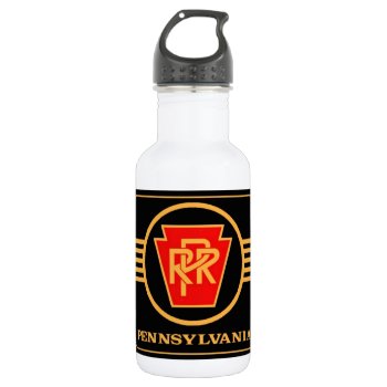 Pennsylvania Railroad Logo  Black & Gold Stainless Steel Water Bottle by stanrail at Zazzle