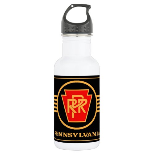 Pennsylvania Railroad Logo Black  Gold Stainless Steel Water Bottle