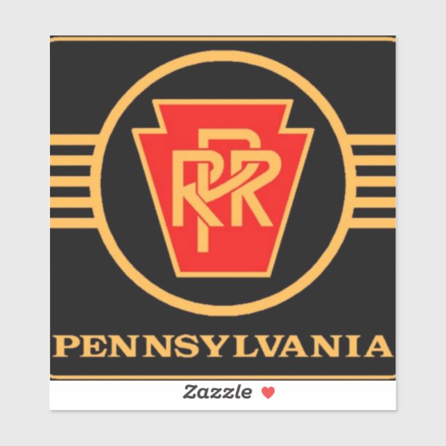 Pennsylvania Railroad Logo, Black & Gold Sticker (Sheet)