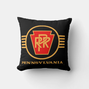 Pennsylvania Railroad Logo, Black & Gold Throw Pillow