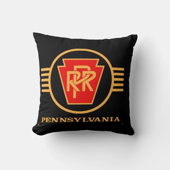 Pennsylvania Railroad Logo, Black & Gold      Throw Pillow (Front)