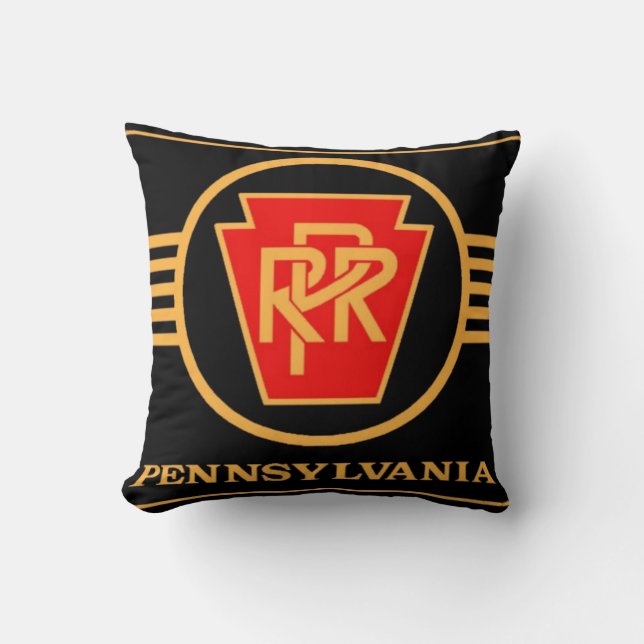 Pennsylvania Railroad Logo, Black & Gold Throw Pillow (Front)