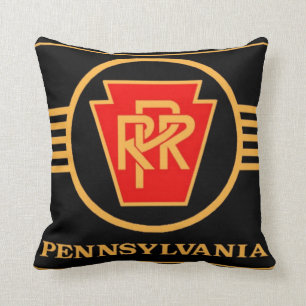 Pennsylvania Railroad Logo, Black & Gold Throw Pillow