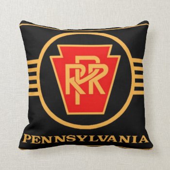 Pennsylvania Railroad Logo  Black & Gold Throw Pillow by stanrail at Zazzle