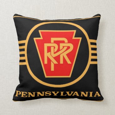 Pennsylvania Railroad Logo, Black & Gold Throw Pillow