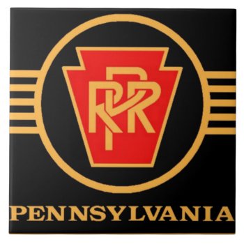 Pennsylvania Railroad Logo  Black & Gold Tile by stanrail at Zazzle