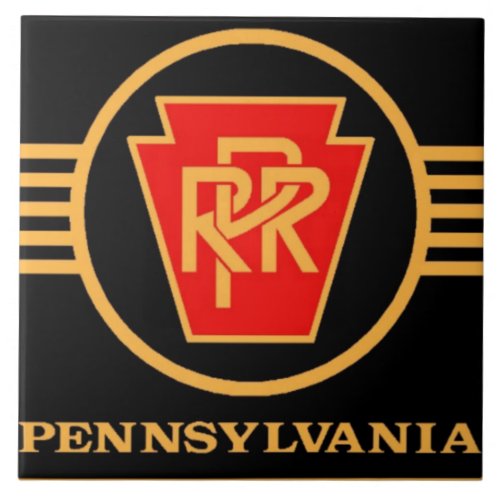 Pennsylvania Railroad Logo Black  Gold Tile