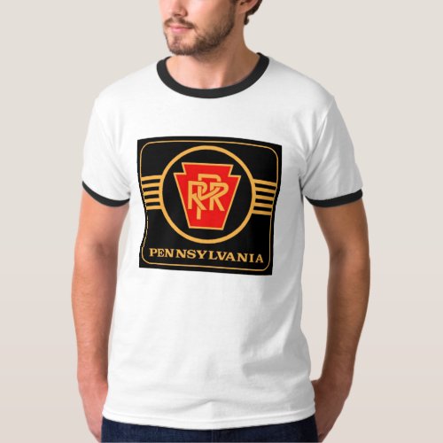Pennsylvania Railroad Logo Ringer T_ Shirt