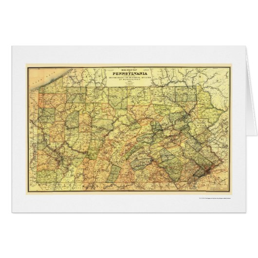 Pennsylvania Railroad Map 1895 Cards (Front Horizontal)
