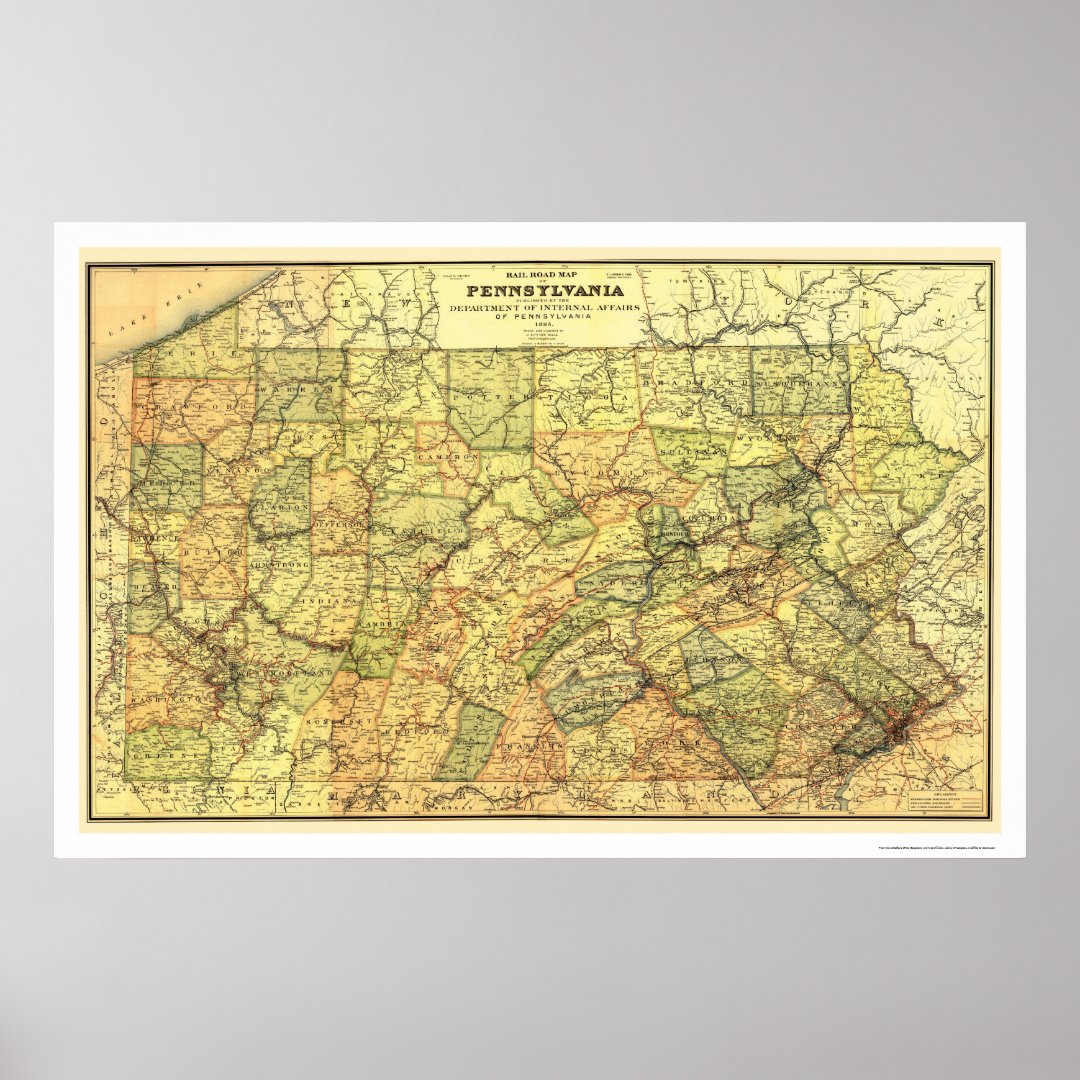 Pennsylvania Railroad Map 1895 Poster 