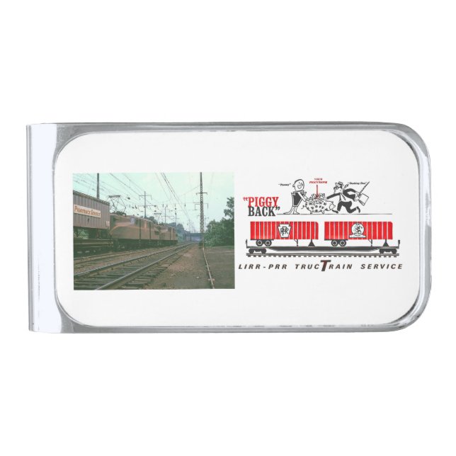 Pennsylvania Railroad piggyback service          Silver Finish Money Clip (Front)