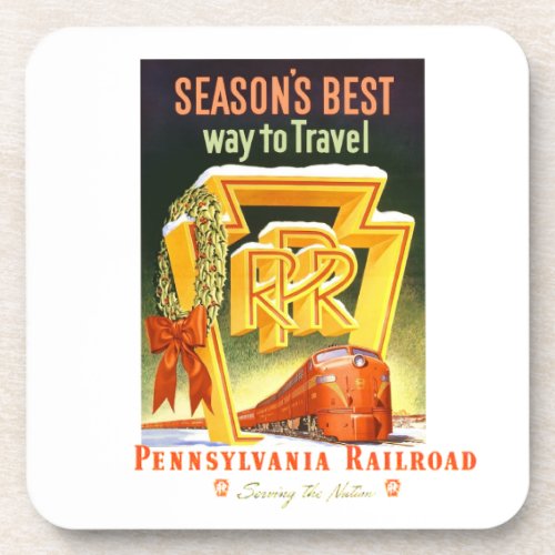 Pennsylvania Railroad Seasons Best Way To Travel Beverage Coaster