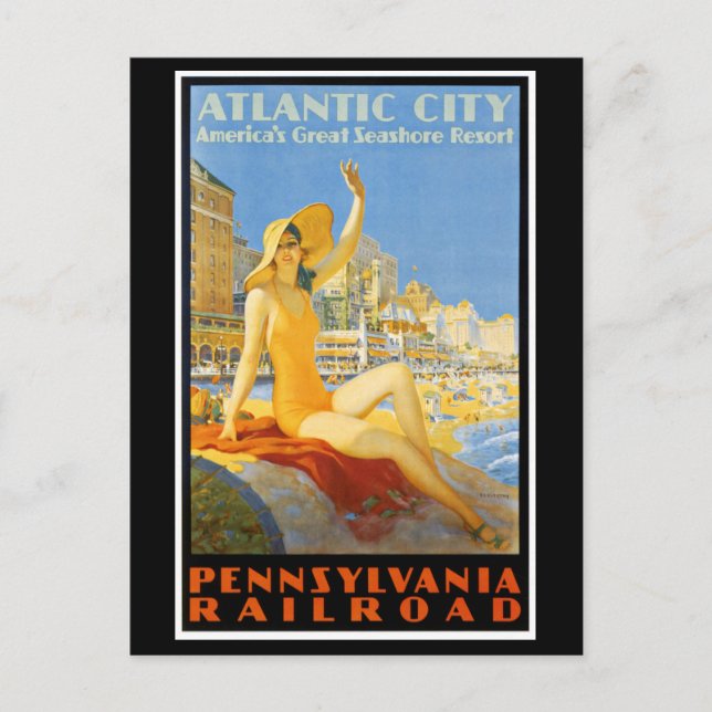 Pennsylvania Railroad to Atlantic City Postcard (Front)